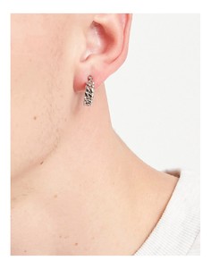 Серебристые серьги-кольца из нержавеющей стали с дизайном цепочки ASOS DESIGN-Серебряный