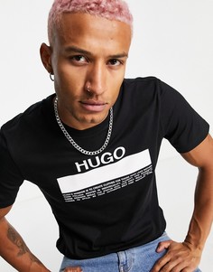 Черная футболка с логотипом-надписью HUGO Daitai-Черный цвет