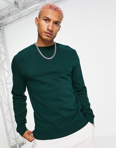 Темно-зеленый свитшот из органического хлопка ASOS DESIGN-Зеленый цвет