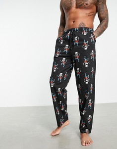 Пижамные штаны для дома с принтом Барта Симпсона ASOS DESIGN-Черный цвет