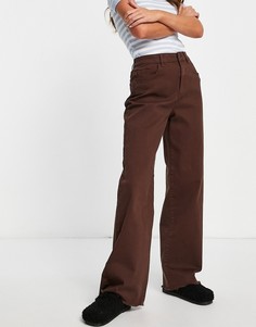 Шоколадно-коричневые джинсы с широкими штанинами Object-Коричневый цвет