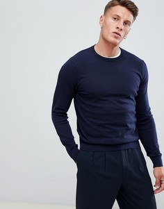 Темно-синий джемпер с круглым вырезом Burton Menswear