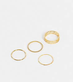 Набор из 4 позолоченных колец с вырезным дизайном Orelia-Золотистый