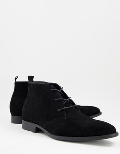 Черные ботинки чукка из искусственной замши ASOS DESIGN-Черный цвет