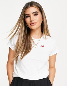 Белая футболка с небольшим логотипом New Balance-Белый