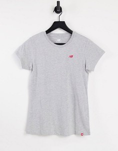 Серая футболка с маленьким логотипом New Balance-Серый