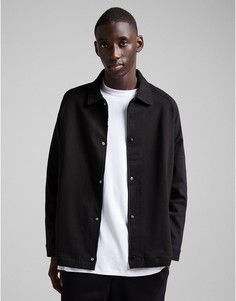 Черная рубашка навыпуск Bershka-Черный цвет