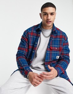 Рубашка в стиле oversized с фирменной нашивкой в стиле 90-х ASOS Actual-Голубой