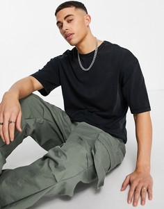 Черная выбеленная oversized-футболка Jack & Jones Originals-Черный цвет