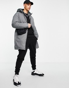 Серая дутая парка с капюшоном Jack & Jones Premium-Серый