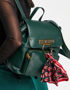 Темно-зеленый рюкзак с шарфиком Love Moschino-Зеленый цвет