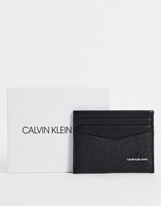 Черный кошелек для карт с логотипом и зернистой фактурой Calvin Klein Jeans