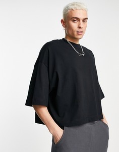 Укороченная футболка в стиле extreme oversized из плотной ткани черного цвета ASOS DESIGN-Черный цвет