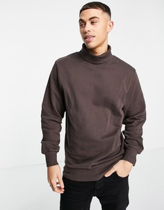 Oversized-свитшот коричневого цвета с высоким воротом Jack & Jones Originals-Коричневый цвет