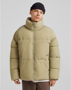 Дутая куртка цвета хаки Bershka-Зеленый цвет