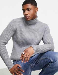 Серый джемпер с высоким воротом Bershka