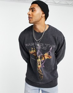 Черный свитшот с принтом Topman-Черный цвет
