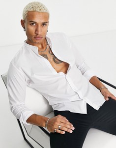 Белая рубашка узкого кроя с воротником-стойкой Jack & Jones Essentials-Белый