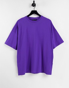 Фиолетовая oversize-футболка из органического хлопка с круглым вырезом ASOS DESIGN-Фиолетовый цвет