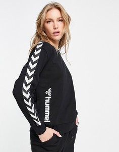 Черный классический свитшот с шевронным узором Hummel-Черный цвет