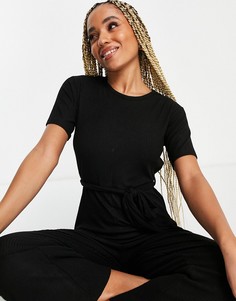Супермягкий черный комбинезон для дома в рубчик ASOS DESIGN-Черный цвет