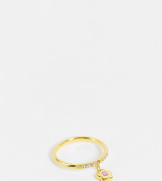 Позолоченное серебряное кольцо с подвеской в виде цветка со стразами Reclaimed Vintage Inspired-Золотистый