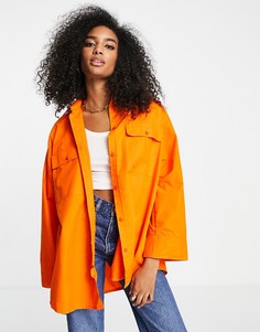 Ярко-оранжевая oversized-рубашка с широкими манжетами ASOS DESIGN-Оранжевый цвет