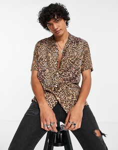 Рубашка с леопардовым принтом Allsaints-Голубой