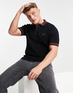 Черное трикотажное поло с окантовкой Fred Perry-Черный цвет