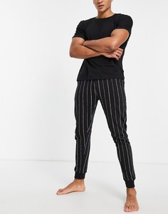 Полосатая пижама с футболкой и джоггерами Bolongaro Trevor Mikey-Черный цвет