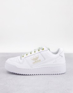 Белые кроссовки с золотистой матовой отделкой adidas Originals Forum-Белый