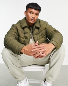 Стеганая куртка цвета хаки ASOS DESIGN-Зеленый цвет