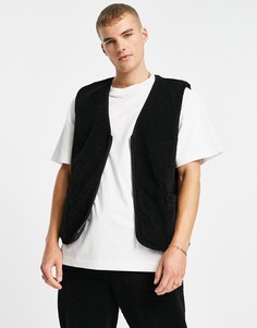 Черный жилет из искусственного меха борг Topman