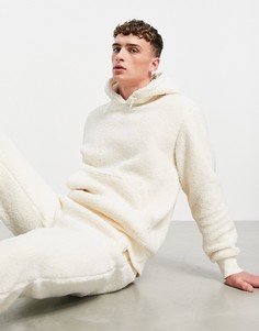 Светло-бежевый худи из искусственного меха борг (от комплекта) Topman-Светло-бежевый цвет