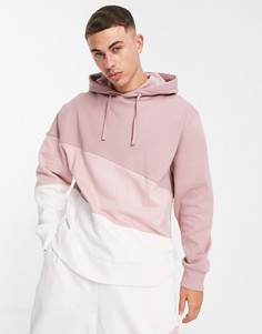 Розовый худи в стиле колор блок от комплекта Topman-Розовый цвет