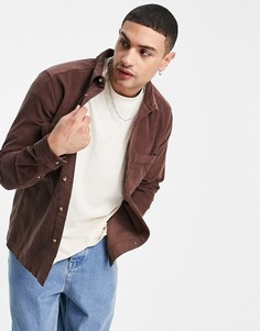 Коричневая рубашка навыпуск из вельвета в рубчик ASOS DESIGN-Коричневый цвет