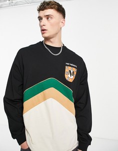 Oversized-лонгслив в стиле колор-блок с нашивкой на груди ASOS DESIGN-Разноцветный