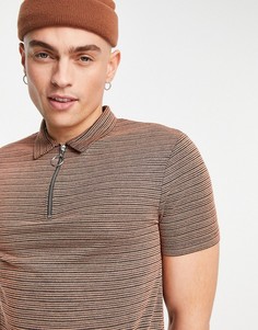 Облегающее фактурное поло коричневого цвета ASOS DESIGN-Коричневый цвет