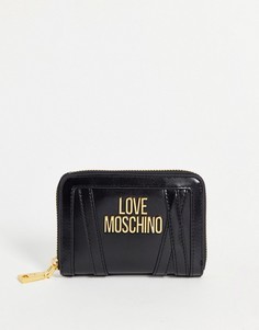Черный кошелек на молнии с большим логотипом Love Moschino-Черный цвет
