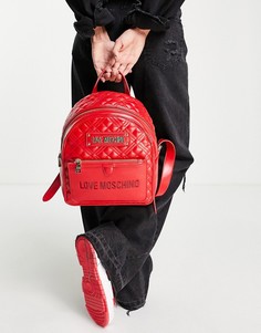 Красный стеганый рюкзак с логотипом Love Moschino