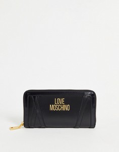 Черный большой кошелек с логотипом Love Moschino-Черный цвет