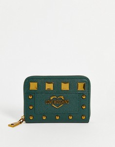 Темно-зеленый кошелек на молнии вокруг Love Moschino-Зеленый цвет
