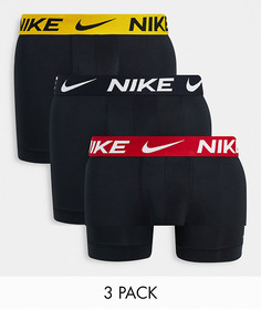 Набор из 3 черных боксеров-брифов из микрофибры с цветным поясом Nike-Черный цвет