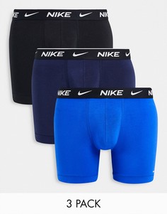 Набор из 3 хлопковых эластичных боксеров-брифов черного/темно-синего/синего цвета Nike-Разноцветный