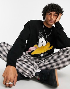 Черный джемпер с принтом Даффи Дак ASOS DESIGN Looney Tunes-Черный цвет