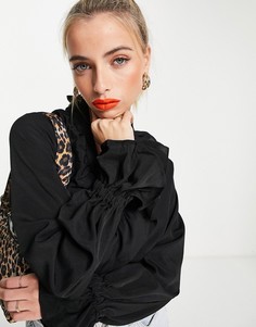 Черное боди с оборками In The Style x Jac Jossa-Черный цвет