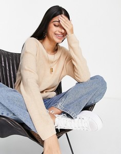 Бежевый джемпер в стиле гранж с круглым вырезом Brave Soul-Коричневый цвет