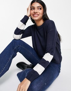 Темно-синий джемпер с полосками на рукавах Brave Soul Boston-Разноцветный