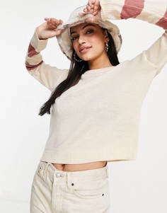 Кремовый джемпер с полосками на рукавах Brave Soul Boston-Розовый цвет