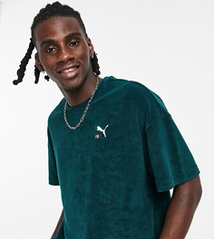 Зеленая махровая футболка Puma – эксклюзивно для ASOS-Зеленый цвет